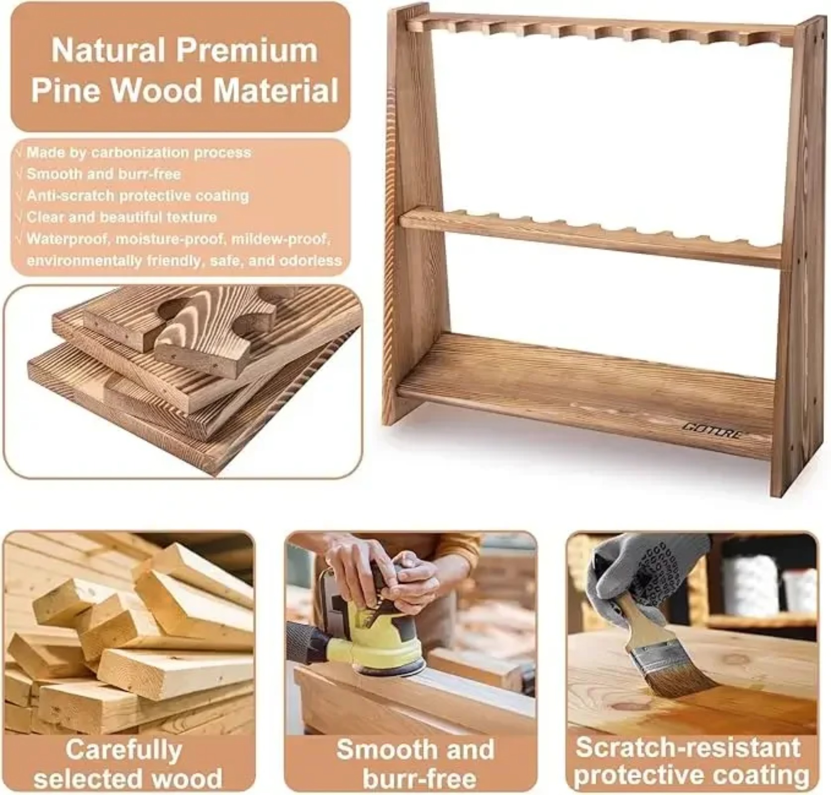 Goture Carbonized Pine Wood Fi - огляд і ціна Fishing Equipment Holder